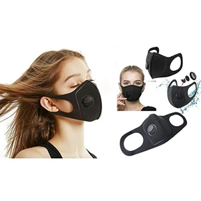 Image of 6 Pack Face Masks, Anti Dust Mask with Breathing Valve, Skin friendly Unisex Mouth Mask, Reusable &amp; Washable Masks for Running, Cycling, Outdoor Activities (Black)