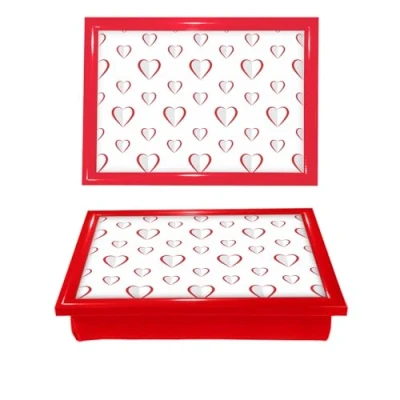 Image of White Hearts Cushioned Bean Bag laptray Home Laptop Tray Drinks Food Breakfast Lap
