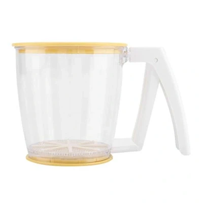 Image of Flour Sifter Hand held Cup Strainer Powder Mesh Sieve Baking Supplies Tools with Lid