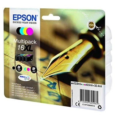 Image of Epson 16XL Pen &amp; Crossword High Yield Genuine Multipack, Eco Friendly Packaging, 4 colours Ink Cartridges, DURABrite Ultra