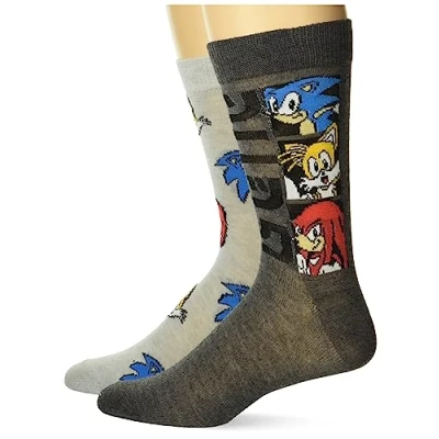 Image of Sonic The Hedgehog Men&#039;s 2 Pack Crew Socks Casual, Grey, 9 13 UK