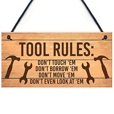 Image of RED OCEAN Funny Tools Sign For Man Cave Garage Shed Door Gift Men Dad Grandad