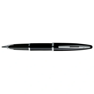Image of Waterman Carène Black Sea Fountain Pen High Gloss With Palladium Plated Trim Fine Nib Blue Ink Cartridge Gift Box