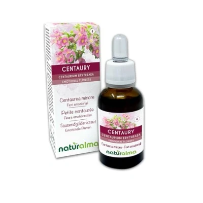 Image of Centaury (Centaurium erythraea) Naturalma Bach Flowers Drops 30 ml Alcohol Free Liquid Extract Flower essences Vegan and Without