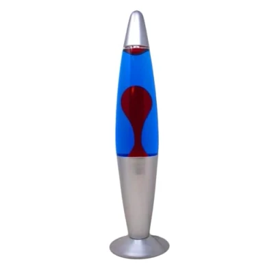 Image of DWD 16 Inch Magma Lamp for Relaxation Peace Motion Rocket Novelty Desk Retro Nostalgia Relaxing Mood Light Decorative Illumination Aluminium Base Smooth Slow Wax (Red Blue Liquid)