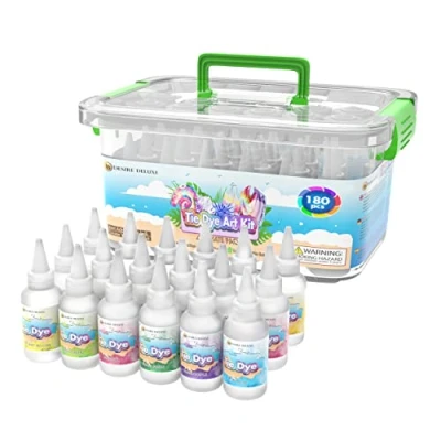 Image of Desire Deluxe Tie Dye Kit Set of 18 Colours Ink Kits for Dyeing Fabric, Clothes Creative Art Craft Games Activity Kids &amp; Adults (180pc)