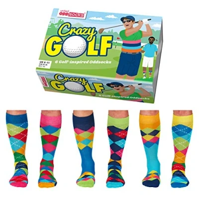 Image of United Oddsocks Crazy Golf Box of 6 Mens UK 11 EUR 39 46 US 7 12