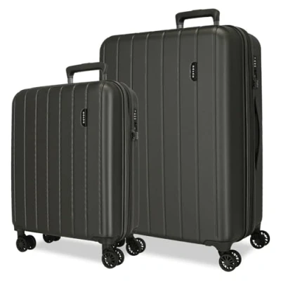 Image of Movom Wood Grey Luggage Set 55/70 cm Rigid ABS TSA Lock 119 Litre 4 Double Wheels Hand