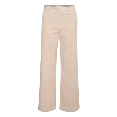 Image of PART TWO Women&#039;s Trousers, high Waisted Straight Legs, Regular fit, Corduroy Fabric, Perfectly Pale, 16