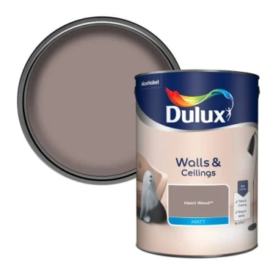 Image of Dulux Walls &amp; Ceilings Matt Emulsion Paint Heart Wood 5L