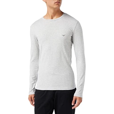 Image of Emporio Armani Men&#039;s Basic Stretch Cotton Long Sleeves T Shirt, Grey Melange, S