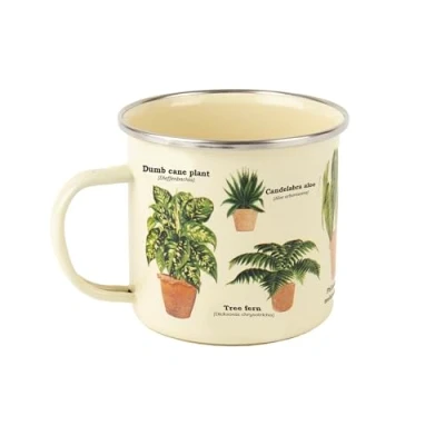 Image of Gift Republic House Plant Enamel Mug, Outdoor Camping Cup, 500 ml Metal Coffee Cup Indoor Design Idea