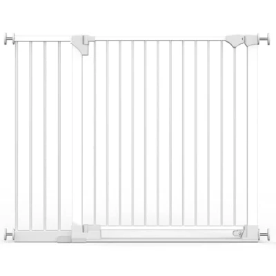 Image of Safetots SafeStep Gate, White, 124cm 131cm, Extra Low Walkthough, 81cm Wide Doorway, Gate for Stairs, Hallways and Doors, Baby Toddler, Easy Installation