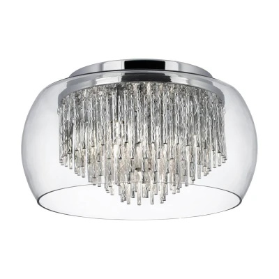 Image of Curva 4 Light Flush Ceiling Chrome and Glass, G9