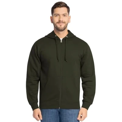 Image of Fruit of the Loom Men&#039;s Eversoft Fleece Hoodies, Pullover, Moisture Wicking &amp; Breathable, Sizes S 4x Hooded Sweatshirt, Duffle Bag Green Full Zip, XXL