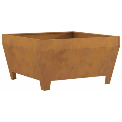Image of vidaXL Square Fire Pit 80x80x43 cm Weathering Steel