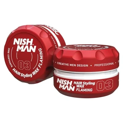 Image of Nish Man Hair Styling Gel, Wax for Men, 03 Flaming, Red, 150 ml Edge Control Ultra High Strong Hold Clay Aqua Stick Men&#039;s Gel (03 Flaming)