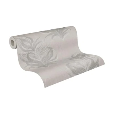Image of Feather Wallpaper MATA Hari Non Woven 10.05 m x 0.53 Grey White Made in Germany A.S. Création 380092 38009 2