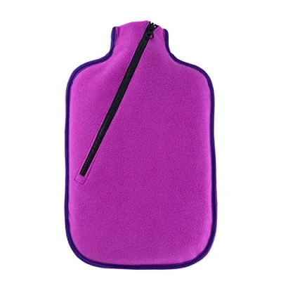 Image of Hugo Frosch Hot Water Bottle with Softshell Cover and Insulating Zip, Berry, One Size