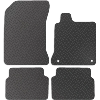 Image of Carsio Rubber Car Mats For Renault Laguna 2008 2015 Tailored Fit Floor Mat Set Complete Accessory Black Custom Fitted All Weather &amp; Heavy Duty, Anti Slip Backing with Clips
