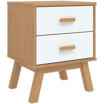 Image of vidaXL Bedside Cabinet OLDEN White and Brown Solid Wood Pine