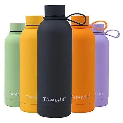 Image of Temede Insulated Water Bottle 500ml, Double Walled Vacuum Stainless Steel for 12 Hours Hot &amp; 24 Cold Drinks, Leakproof Metal Flask Great Men, Women Kids, Medium, Navy Blue