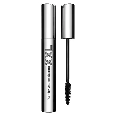 Image of Clarins NEW Wonder Volume Mascara XXL Volumizing and Lengthening Double Effect 12H¹ Hold Visibly Thickens Smoothes Lashes Smudge Proof Humidity Resistant 0.3 Ounces