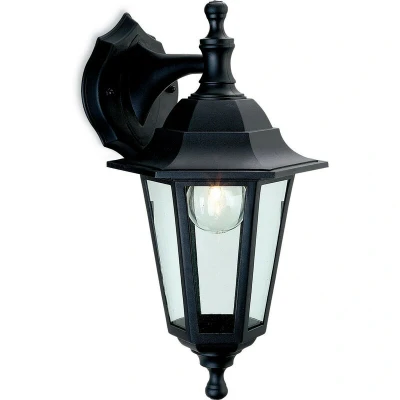 Image of Firstlight Malmo Anti Corrosion Style Uplight/Downlight Lantern in Black and Clear Glass