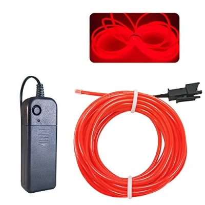 Image of Balabaxer EL Wire Red, 9.8ft/3M Neon Lights Noise Reduction Glowing Strobing Electroluminescent for Halloween, Parties, Blacklight Run,DIY Decoration