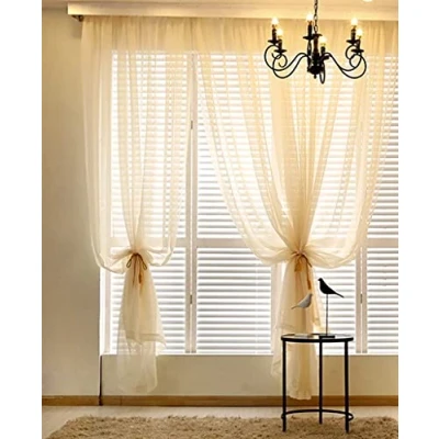 Image of Megachest a pair of slot top voile curtains (Champagne, 56&quot; wideX90 drop 2 Panels)