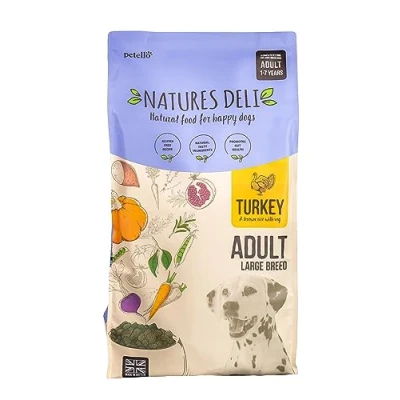 Image of Natures Deli Dry Dog Food for Large Breed Adult Dogs, Natural Complete Hypoallergenic Turkey and Rice 12 kg