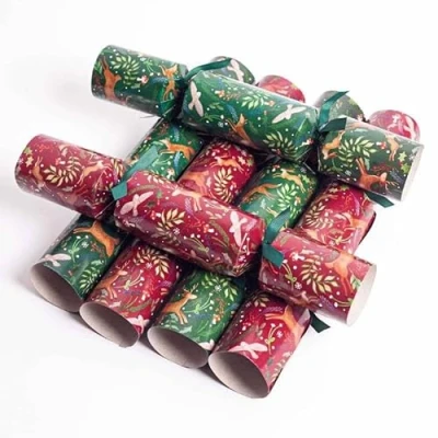 Image of Celebration Crackers Eco Friendly Deluxe Christmas Tray of 6 x 12 Inch Luxury Cracker FSC Mix Woodland Folk