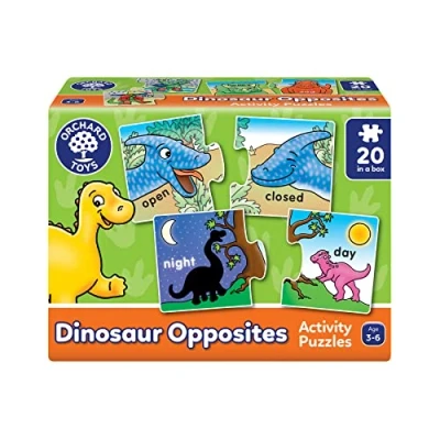 Image of Orchard Toys Dinosaur Opposites Activity Puzzles, Helps to Teach Opposites, 20 Puzzles in a Box, 2 Piece For Kids Age 3 6
