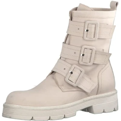 Image of Marco Tozzi Women&#039;s 2 25819 29 Leather Heel Boots Ankle, cream, 6 UK