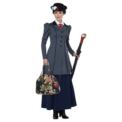 Image of California Costumes 01568L English Nanny Adult Costume Character Sized, Gray, Large