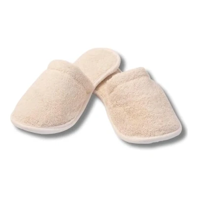 Image of Eco Bath London Natural Toweling Slippers Luxury 100% Organic Cotton, Ultra Soft, Machine Washable Indoor for and Home, S Size (4 5)