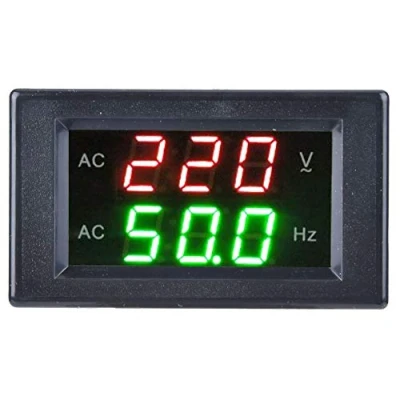 Image of Voltage Frequency Meter, Generator Dual Display LED Digital AC Voltmeter Meter Testing Tool (Black)