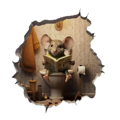 Image of Mouse Hole Wall Art Stickers, Funny Decal, Realistic 3D Stickers for Corner Decoration DIY Bedroom Living Room Home Decor, 14X12.7cm/5.51X5 inches