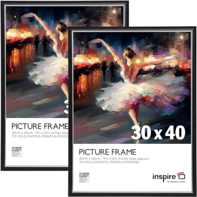 Image of Inspire By Hampton EASYLOADER 30x40cm Black Picture Poster Frame Acrylic (Non Glass) IBH EAS3040BKPX 2PK
