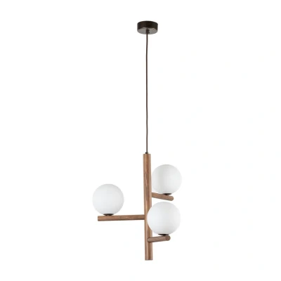 Image of Ester Globe Pendant Ceiling Light Nut Wood 3xG9
