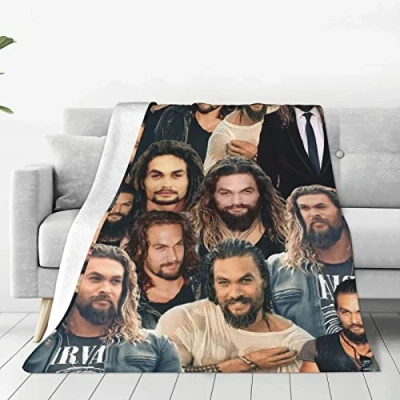 Image of Jason Actor Momoa Printed Blanket Throw Lightweight Super Soft Micro Fleece Blankets Fit Couch Bed Living Room Sofa Chairch Black