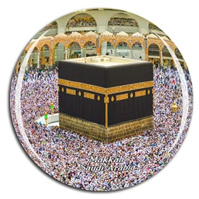 Image of Weekino Grand Mosque Makkah Saudi Arabia Fridge Magnet 3D Crystal Glass Tourist City Travel Souvenir Collection Gift Strong Refrigerator Sticker