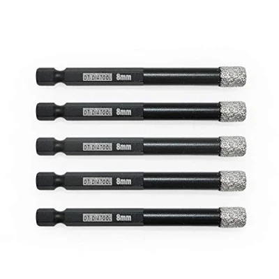 Image of DT DIATOOL Hex Shank Quick Change Dry Diamond Drill Core Bits 5PCS 8mm Vacuum Brazed Hole Saw for Tile Porcelain Ceramic Marble Granite
