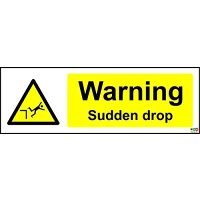 Image of Sudden Drop Sign (Self Adhesive Sticker Label Sign) 200mm x 66mm