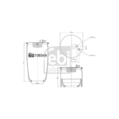 Image of 81436006047, 81436010166 Boot, air suspension FEBI BILSTEIN 106549 Rear Axle MAN: TGA