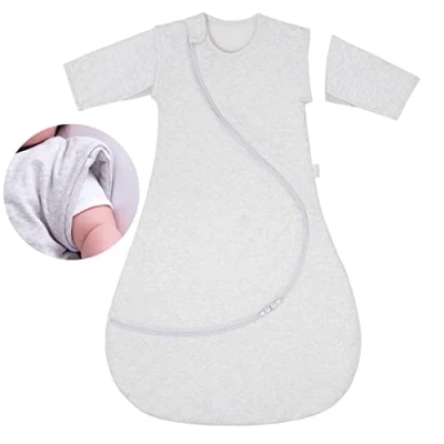 Image of PurFlo Baby Sleeping Bag All Season 2.5 tog with Removable Sleeves 9 18 Months Travel Friendly Sleep Sack Newborn Essentials for Winter &amp; Summer Use Minimal Grey