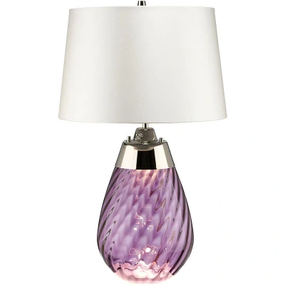 Image of Lena 2 Light Small Plum Table Lamp with Off White Shade, tinted Glass , E27