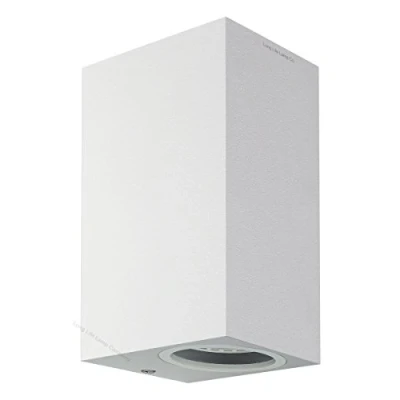 Image of Long Life Lamp Company Modern Rectangular Up Down Matt White Outdoor Wall Light Fixture GU10 ZLC062W