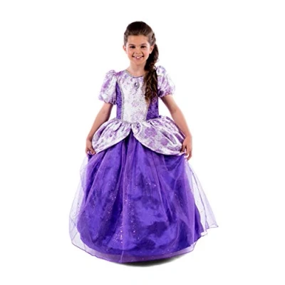 Image of Fun Shack Deluxe Princess Costumes for Girls Purple Medieval Queen Fancy Dress Halloween Kid Medium