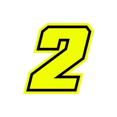 Image of 4R Quattroerre.it 13382 Racing Number 2 Moto GP, Neon Yellow, 10 x cm